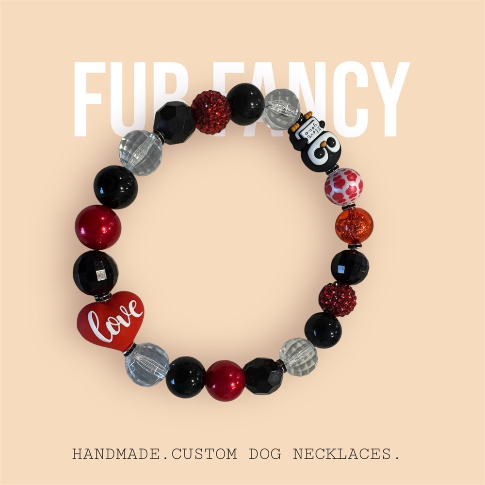 Colorful Beaded Dog Necklace (Valentines Day Collection)